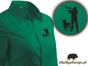 Zielona koszula damska myśliwy z labradorem