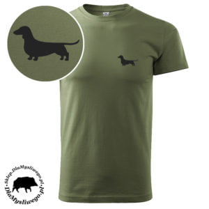 T-shirt myśliwski khaki pies jamnik